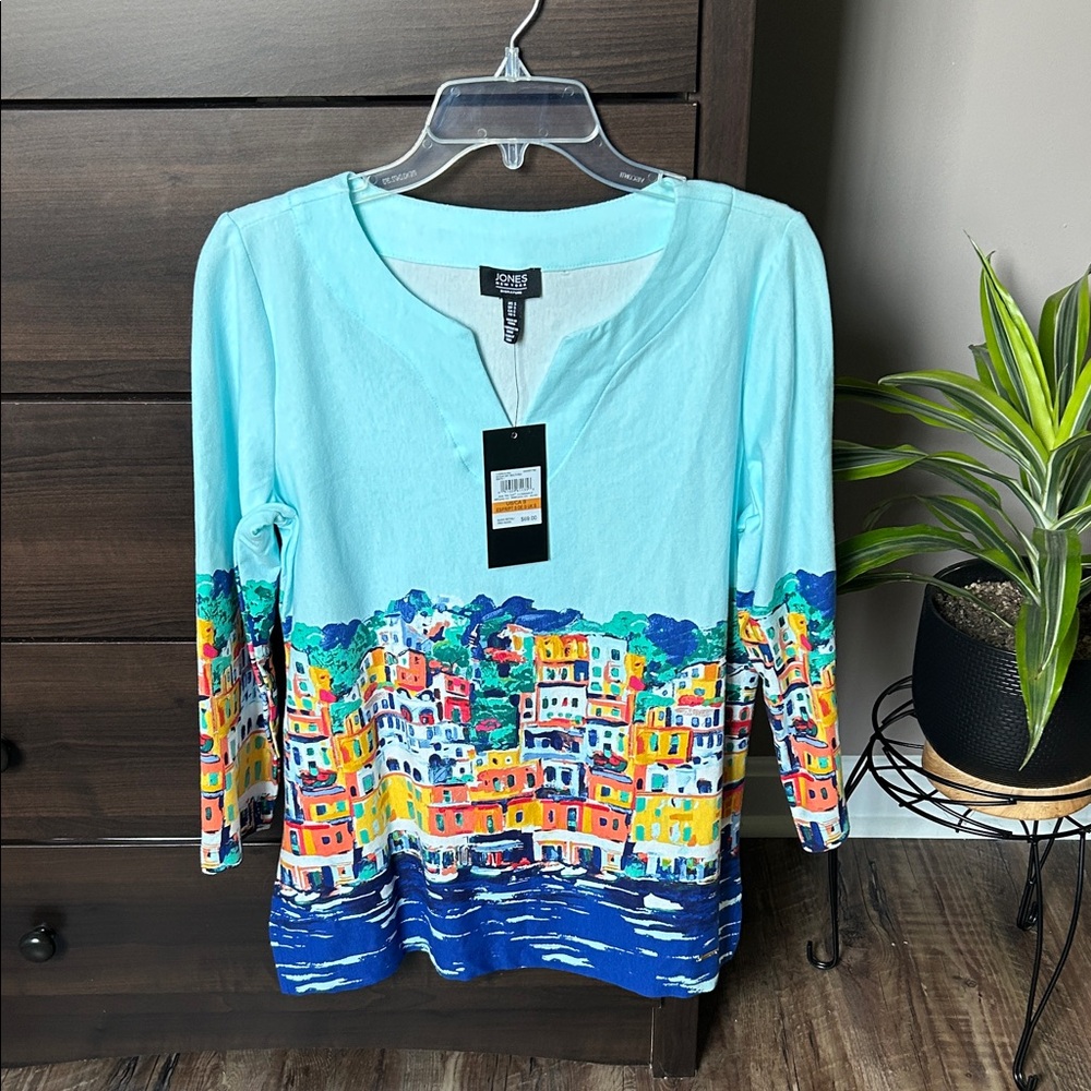 Jones New York - Vibrant Blue Artistic Women's Top - Picture 1 of 3